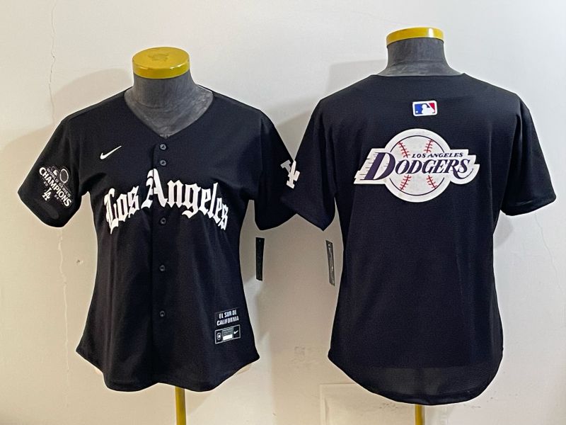 Women 2026 Los Angeles Dodgers Blank Black Game Nike MLB Jersey style 0030